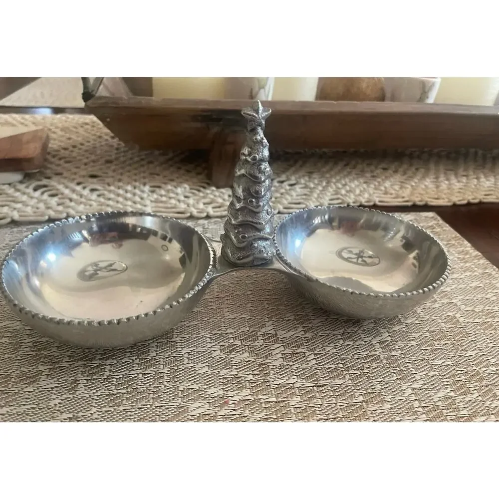 Aluminum Christmas Tree candy and nut dish